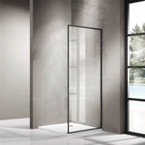 900-1200x2100mm Black Fully Framed Shower Screen Single Door Fixed Panel Walk-in 10mm Tempered Glass