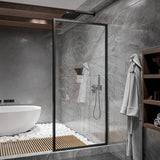 900-1200x2100mm Black Fully Framed Shower Screen Single Door Fixed Panel Walk-in 10mm Tempered Glass