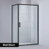 920-1750x2000mm L Shape Shower Screen Sliding Door Matt Black Semi-frameless 6mm Glass with Return Panel