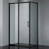 920-1750x2000mm L Shape Shower Screen Sliding Door Matt Black Semi-frameless 6mm Glass with Return Panel