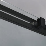 920-1750x2000mm L Shape Shower Screen Sliding Door Matt Black Semi-frameless 6mm Glass with Return Panel