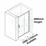 920-1750x2000mm Semi-Frameless Shower Screen Sliding Door Wall to Wall Variant Colour Hardwares 6mm Glass