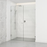 940-1910mm Frameless Wall to Wall Shower Screen Door Hung with Fix Panel in Variant Colour Fittings 10mm Glass