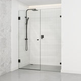 940-1910mm Frameless Wall to Wall Shower Screen Door Hung with Fix Panel in Variant Colour Fittings 10mm Glass