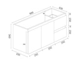 BIANCA 900mm MDF Wall-Hung Vanity (RHD)