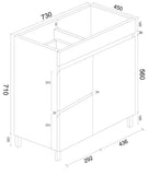 BIANCA 750mm PVC Freestanding Vanity (LHD)