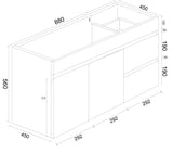 BIANCA 900mm PVC Wall-Hung Vanity (RHD)