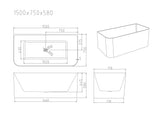 Bullion Ultra-Thin Back-to-Wall Bathtub - Gloss White