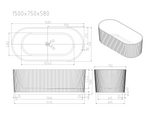 Rose Fluted V-Groove Freestanding Bathtub - Matt White