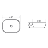 Chur 43 Counter-top Round-edged Square Basin - Black & White