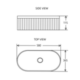 Cora 58 Counter-Top Fluted Oval Basin - Matt White