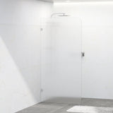 800/900/1000/1100/1200x2100mm Frameless CURVED Corner Shower Screen Single Door Fixed Panel Fluted Glass with Variant Colour U Brackets