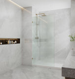 800/900/1000/1100/1200x2100mm Frameless CURVED Corner Shower Screen Single Door Fixed Panel Fluted Glass with Variant Colour U Brackets