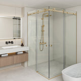 G#1(Gold) 870-1450mm Shower Screen Brushed Gold Frameless Double Sliding 10mm Glass 2000mm Height
