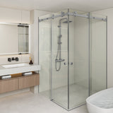 N#1(Nickel) 870-1450mm Shower Screen Brushed Nickel Frameless Double Sliding 10mm Glass 2000mm Height