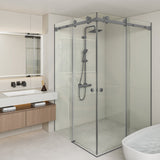 M#1(Gunmetal Grey) 870-1450mm Shower Screen Gunmetal Grey Frameless Double Sliding 10mm Glass 2000mm Height