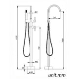 Coral Free Standing Floor Mixer Bath Spout & Hand Held Shower Combo - Brushed Nickel