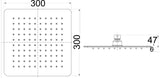 Seto 304 Stainless Steel Square Shower Head 300mm - Chrome