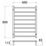 Heated Towel Rail 8 Bar Round - Chrome