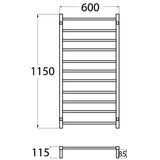 Heated Towel Rail 11 Bar Square - Chrome