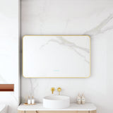Maia 600×750 / 750×900 / 1200×750mm LED Rectangular Mirror – Brushed Gold Frame