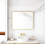 Maia 600×750 / 750×900 / 1200×750mm LED Rectangular Mirror – Brushed Gold Frame