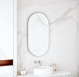 Maia 500×900mm LED Oval Mirror – Brushed Nickel Frame