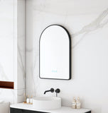 Maia 600×900mm LED Arch Mirror– Matt Black Frame