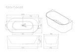 Musen Ultra-Thin Back-to-Wall Bathtub - Gloss White