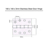 Extra Wide Door Hinges (1 Pair) - 100 x 100 x 3mm