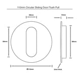 Matt black Circular Sliding Door Flush Pull - 110mm