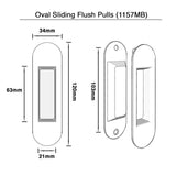 Stainless Steel Oval Sliding Flush Pulls (Pair) - 120mm x 34mm