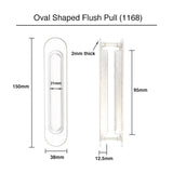 Satin Nickel Oval Sliding Flush Pulls (Pair) - 150mm x 38mm