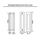 Matt Black Rectangle Sliding Flush Pulls (Pair) - 150mm x 38mm