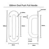 Oval Shaped Push and Pull Door Plate - Brushed Stainless Steel Finish