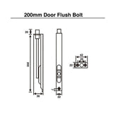Door Flush Bolt 200mm - Brushed Gold