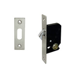 Sliding Hook Lock with a Narrow Backset  - Brushed Stainless Steel