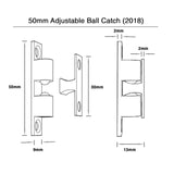 Adjustable 50mm Double Ball Catch - Matt Black Finish
