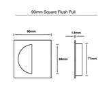 Stainless Steel Sliding Flush Pull - 90mm x 90mm