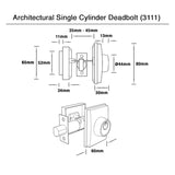 Architectural Single Cylinder Deadbolt - Matt Black Finish
