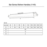 Matt Black kitchen Handle (128mm) - Bar Series