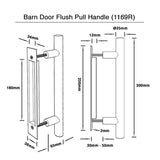 Barn Door Flush Pull Round Handle - Matt Black Finish