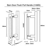 Barn Door Flush Pull Handle - Stainless Steel Finish