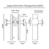 Stainless Steel Finish Passage Door Knob Set  - Jasper Series
