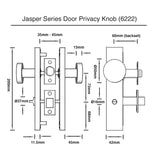 Stainless Steel Finish Privacy Door Knob Set  - Jasper Series