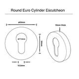 Matt Black Round Escutcheons - Euro Cylinders Face Plates