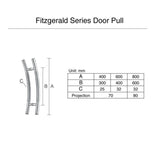 Entry Door Pulls (Pair) 800mm - Fitzgerald Series Matt Black Finish
