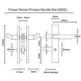 Matt Black Door Privacy Lever Set - Fraser Series
