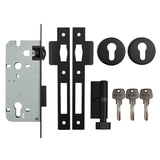 Heavy Duty Round Plated Roller Mortice Lock - Matt Black Finish