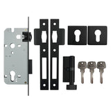Heavy Duty Square Plated Roller Mortice Lock - Matt Black Finish
